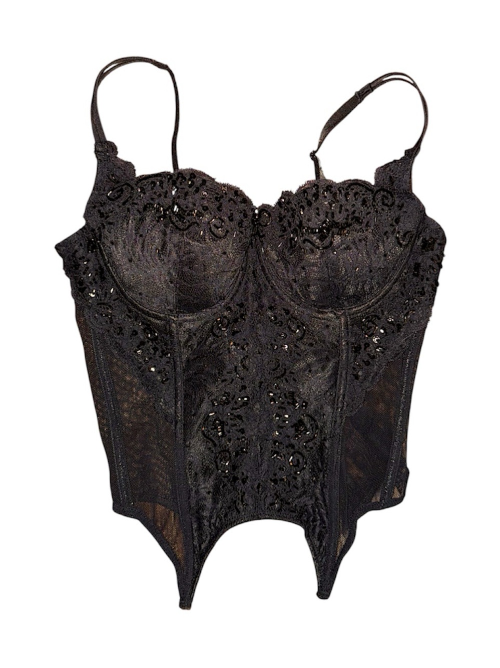Victoria's Secret Black Lace Embellished Bustier